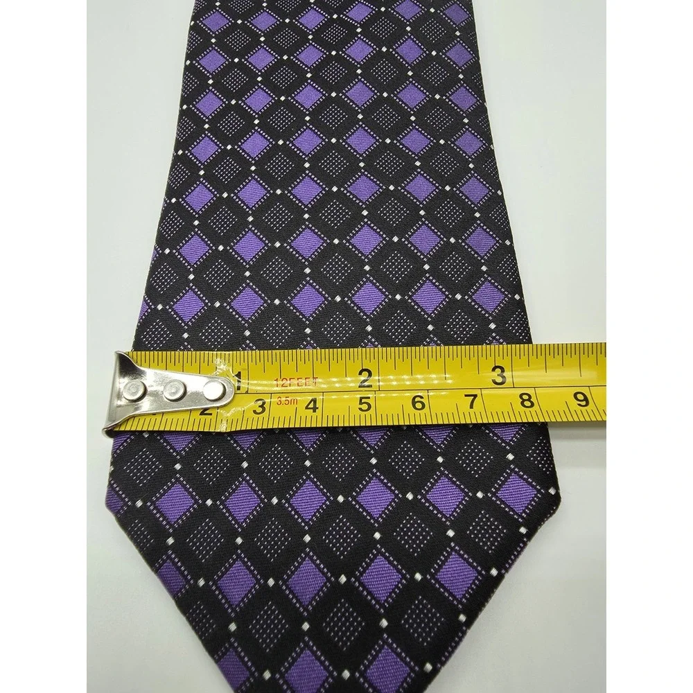 Sean John Tie Purple Black Geometric Pattern Necktie 58